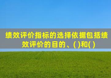 绩效评价指标的选择依据包括绩效评价的目的、( )和( )